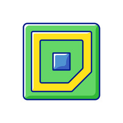 Poster - Cpu corner mark RGB color icon. Showing in which direction microchip should be placed into computer motherboard. Building powerful computer. Isolated vector illustration