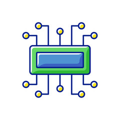 Poster - Microcontroller RGB color icon. Small computer created on single metal oxide semiconductor integrated circuit chip. Tiny electronic parts. Isolated vector illustration