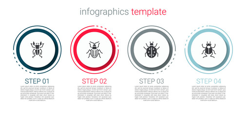 Sticker - Set Beetle deer, Chafer beetle, Mite and bug. Business infographic template. Vector