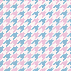 Wall Mural - Vector houndstooth traditional  seamless pattern with modern blue pink feminine color background. Use for fabric, textile, interior decoration elements, wrapping.