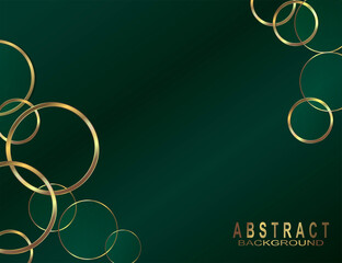 Wall Mural - Luxurious green background with combinations of gold rings. Abstract modern background.