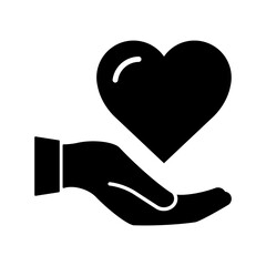 ngi1229 NewGraphicIcon ngi - Heart in hand icon . love care donation sign . holding a black heart . logotype - square design - simple illustration - isolated on white background - xxl g10489