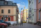 Fototapeta Uliczki - View of the Church of Pope Clement of Rome from Bolshoy Tolmachevsky lane in Moscow