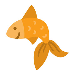 Wall Mural - Vector goldfish. Funny orange fish icon. Cute sea or ocean animal illustration for kids isolated on white background. .