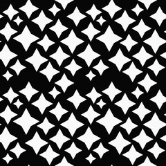 Aufkleber - Black background and four pointed stars. Vector white stars pattern.