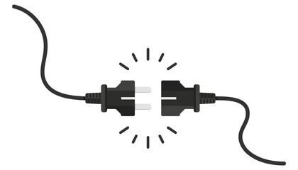 Fototapete - Electric socket with a plug. Electric Plug connect socket. Get connected or disconnect. Concept of web banner 404 error, disconnection, loss of connect, loss of connection. Vector illustration