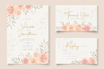 Sticker - Wedding invitation template with soft color blooming flower