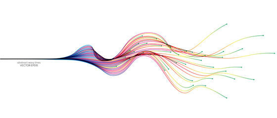 Aufkleber - Vector abstract wavy lines flowing dynamic in colorful spectrum colors isolated on white background for concept of modern, technology, digital, communication, science, music.