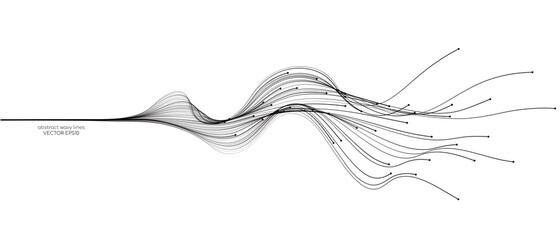 Poster - Vector abstract wavy lines flowing dynamic isolated on white background for concept of AI technology, digital, communication, 5G, science, music