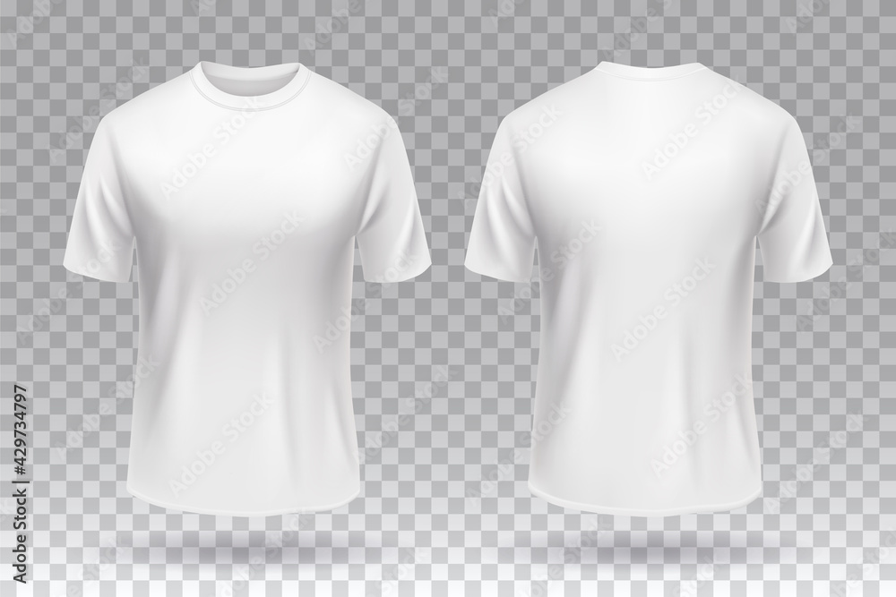 White blank T-shirt front and back template mockup design isolated. - obrazy, fototapety, plakaty 