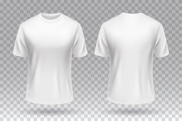 white blank t-shirt front and back template mockup design isolated.