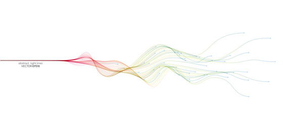 Fototapete - Vector abstract wavy lines flowing dynamic in colorful spectrum colors isolated on white background for concept of modern, technology, digital, communication, science, music.