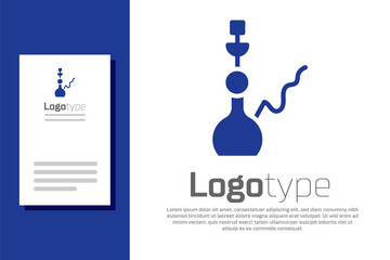 Poster - Blue Hookah icon isolated on white background. Logo design template element. Vector