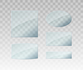 Poster - Glass plates set. Vector glass banners on transparent background.