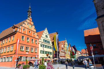 DINKELSBUHL, GERMANY, 27 JULY 2020: Main square of the historic center