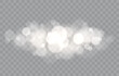 Bokeh lights overlay isolated. Transparent blurred shapes. Abstract light effect. Vector illustration
