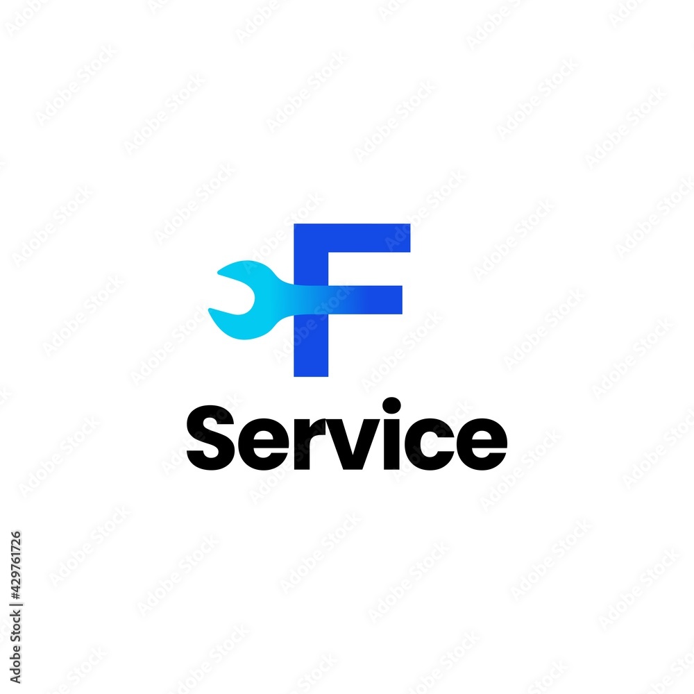 f letter wrench service logo vector icon illustration Stock Vector ...