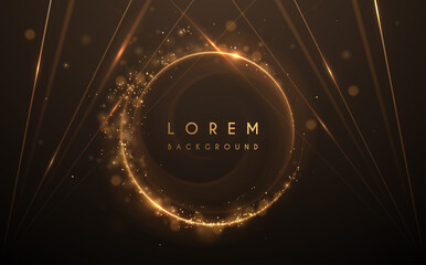 Wall Mural - abstract gold circle lines background with glow effect