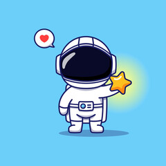 Wall Mural - Cute astronaut with shining star