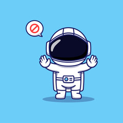 Wall Mural - Cute astronaut posing hands forbid