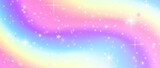 Fototapeta Boho - Unicorn colorful background, rainbow pattern, glitter vector texture, pastel fantase design, universe holographic style.