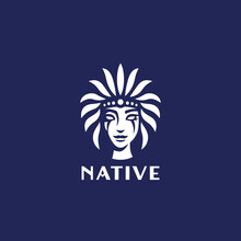 Native Girl Logo Design, Vector