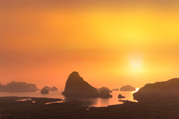 Wall Mural - sunrise at samed nang chee, phang nga bay southern of thailand