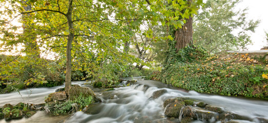 Water flowing at saint Lydias Baptisery, Greece