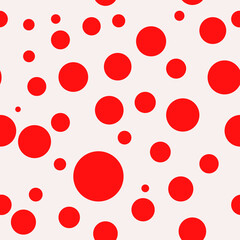 Poster - Red circles all over the background. Vector and monochrome ornament. Seamless and same dots.