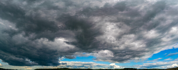 Canvas Print - Panorama of cloudy day sky, natural background