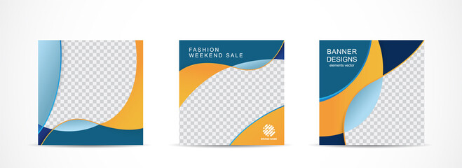 Canvas Print - Set square banner template for social media post and web internet ads.vector illustrations.	