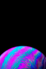 Wall Mural - Abstract background planet. Globe planet earth in galaxy universe space with sun on black background. Abstract colorful soap bubble.