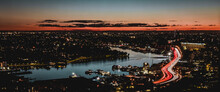Breathtaking Night Cityscape With Motion Lights Of Sydney, Australia