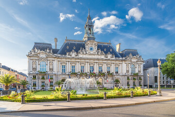 tours, france. facade of the city hall in jean jaures square