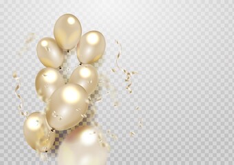 Wall Mural - Celebration with Gold Balloon and confetti