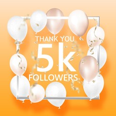 Wall Mural - Thank you followers peoples, 5k online social group, happy banner celebrate