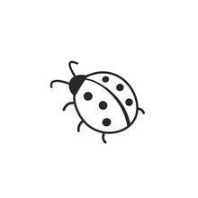 Cute Ladybug Simple Outline Icon Vector Illustration