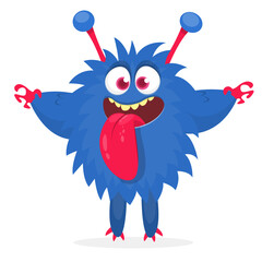 Happy cartoon monster. Halloween vector illustration of funny monster creature