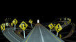 straight path to success choosing the right strategic path with yellow traffic signs., 3d illustration.., 3D rendering.