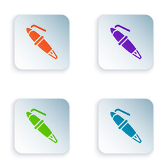 Sticker - Color Fountain pen nib icon isolated on white background. Pen tool sign. Set colorful icons in square buttons. Vector