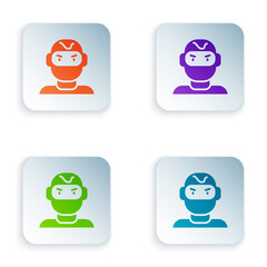 Sticker - Color Thief mask icon isolated on white background. Bandit mask, criminal man. Set colorful icons in square buttons. Vector