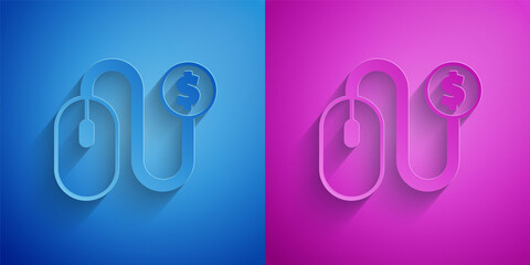 Poster - paper cut advertising icon isolated on blue and purple background. concept of marketing and promotio