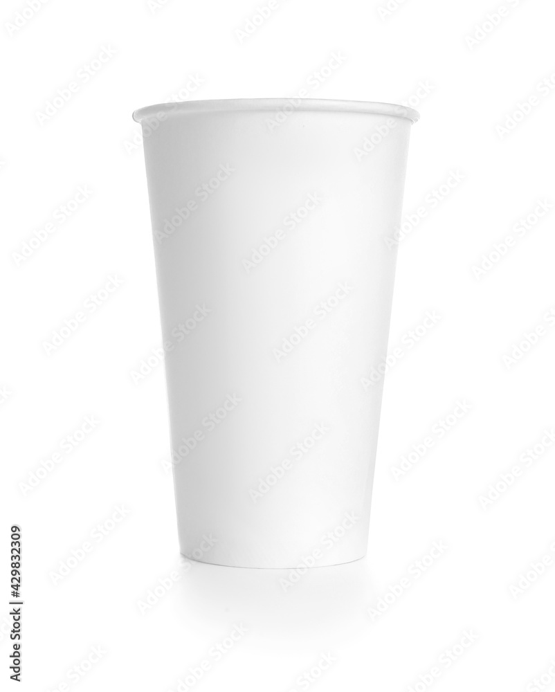 Blank paper cup on white background