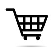 © koblizeek - Shopping cart sale icon, market story shop vector illustration symbol with shadow isolated background