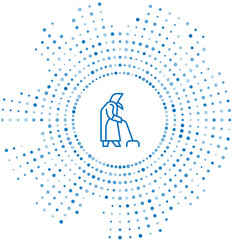 Poster - Blue line Grandmother icon isolated on white background. Abstract circle random dots. Vector