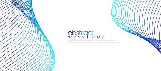 Poster - Abstract blue wave background. Modern wavy lines banner design template. 