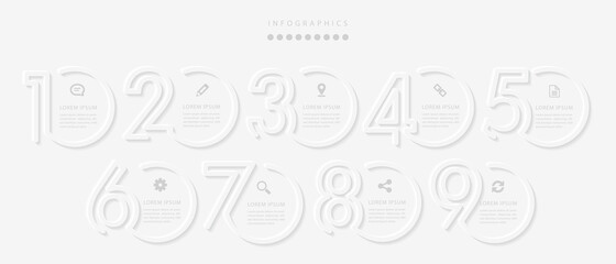 Wall Mural - vector elegant simple refined style infographic design ui template 9 number labels and icons