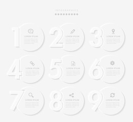 Wall Mural - vector elegant simple refined style infographic design ui template 9 number labels and icons