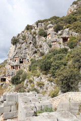 archaeological site of Myra in Turkey plundered ancient lycian tombs and ruins of roman theatre