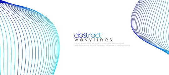 Poster - Abstract blue wavy lines background for technology, and business presentation. Vector